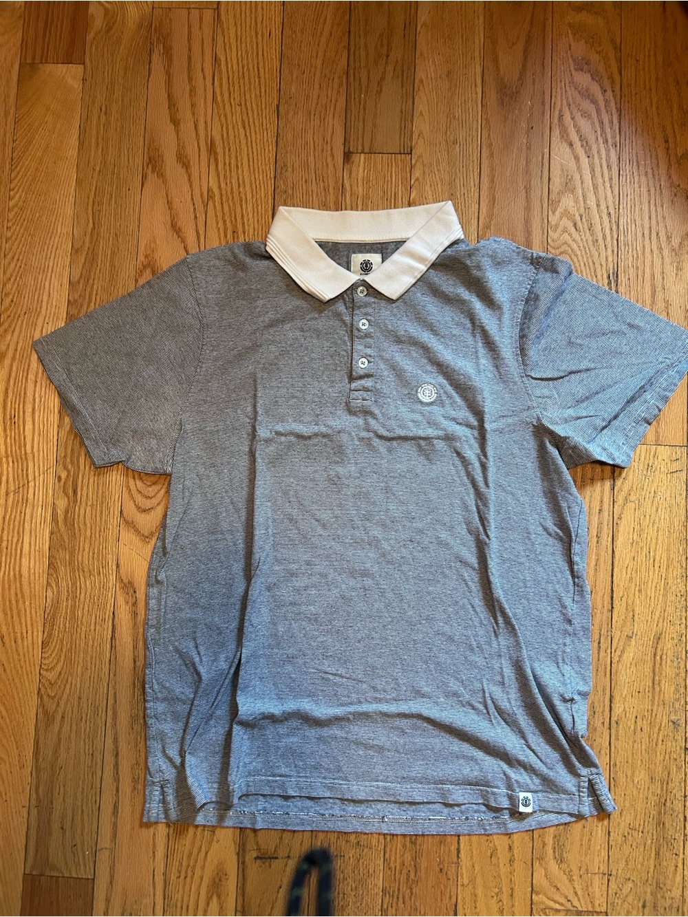 Element Grey and Blue striped Polo Shirt with White Collar